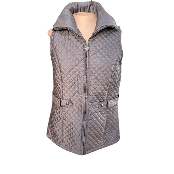 Women's MiFresia Gray Casual Puffer Quilted Vest - Picture 1 of 13